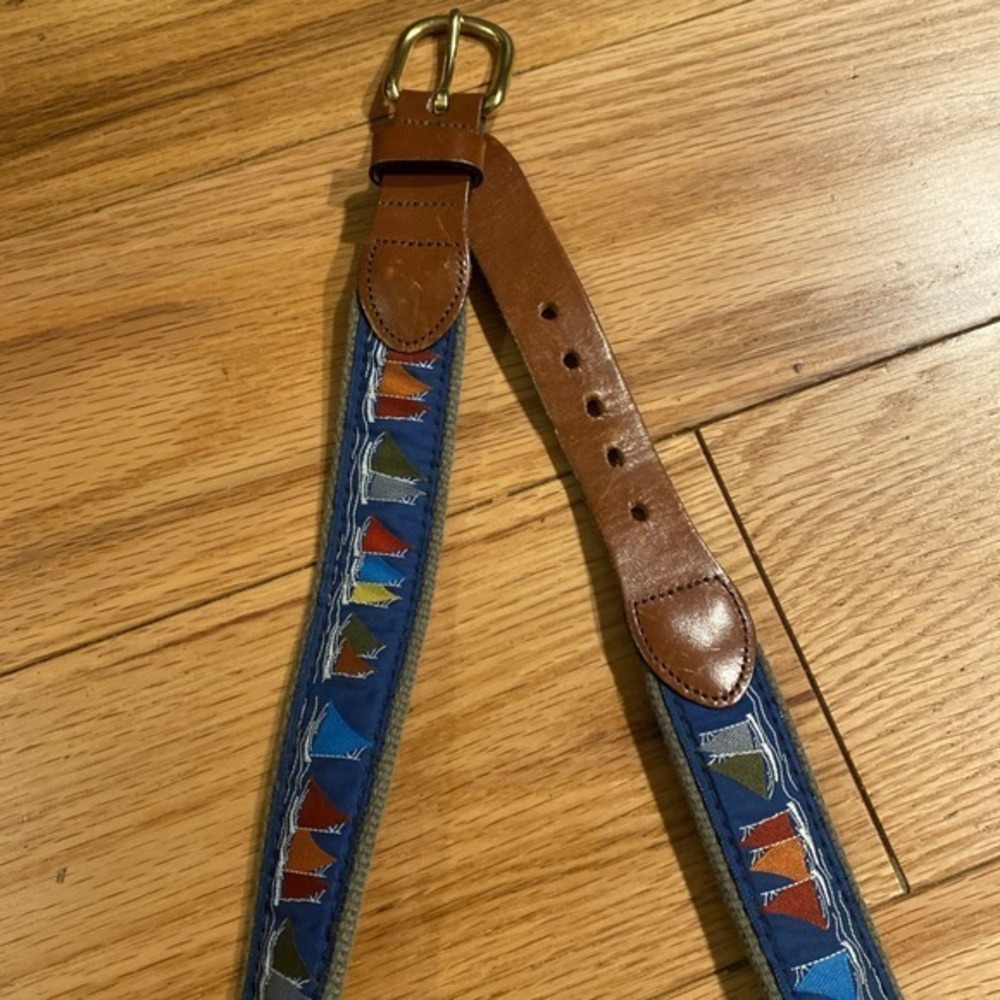 Colorful Sailboat Belt  38 With Top Grain Leather Hand‎ Made Essex, CT  3721